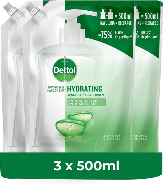 Dettol Refill Hydrating Aloe Vera 500ML - 3 Pack