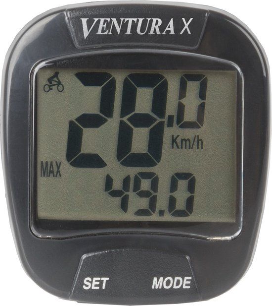 Ventura X Fietscomputer - Bedraad - 10 functies - Zwart