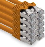 Freiwerk 0,25 m - oranje - 10 stuks CAT.7 netwerkkabel LAN Ethernet patchkabel S-FTP LSZH PIMF 10GB s RJ45 connector Cat6a