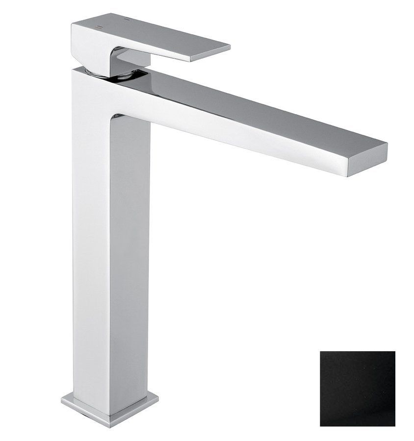 Sapho DIMY Hoge wastafelmengkraan zonder klikwaste, verlengde uitloop/zwart