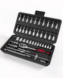 Merkloos / Sans marque Bol 46-delige Mini Ratelsleutelset 1/4" voor Fiets- en Autoreparatie
