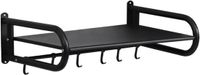 Merkloos Magnetron Wandplank - Keukenrek - Keuken Organiseren - Met Haken - 50 cm - Zwart
