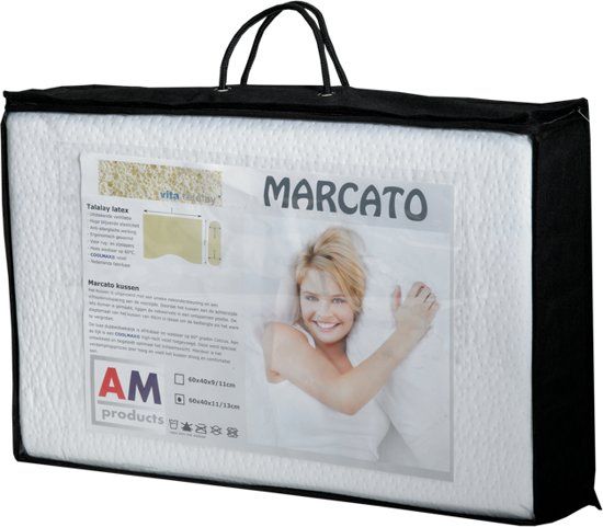 AM Products Talalay Marcato Latex Hoofdkussen - Wit - Soft - 11/13cm