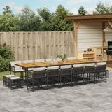 Maison Exclusive - Ensemble de jardin pour extérieur, 17 pièces, avec coussins, noir, en polyrotin