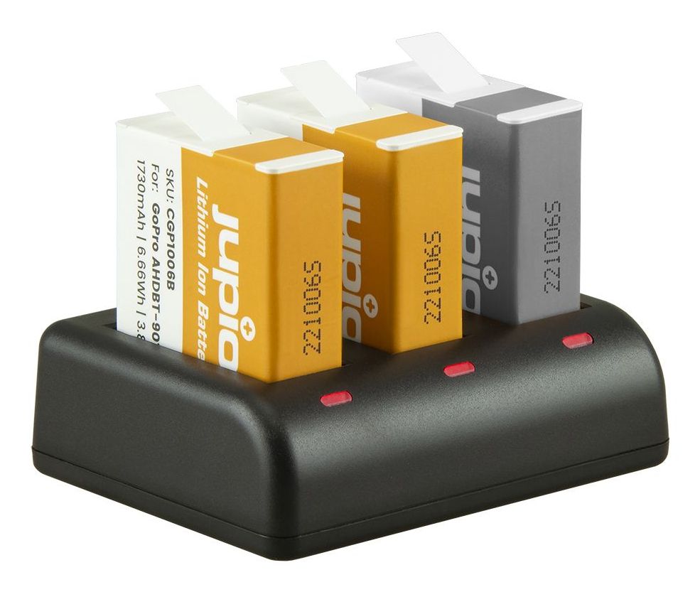 Jupio Value Pack: 2x Enduro Battery GoPro HERO 9/10/11 + Triple Charger