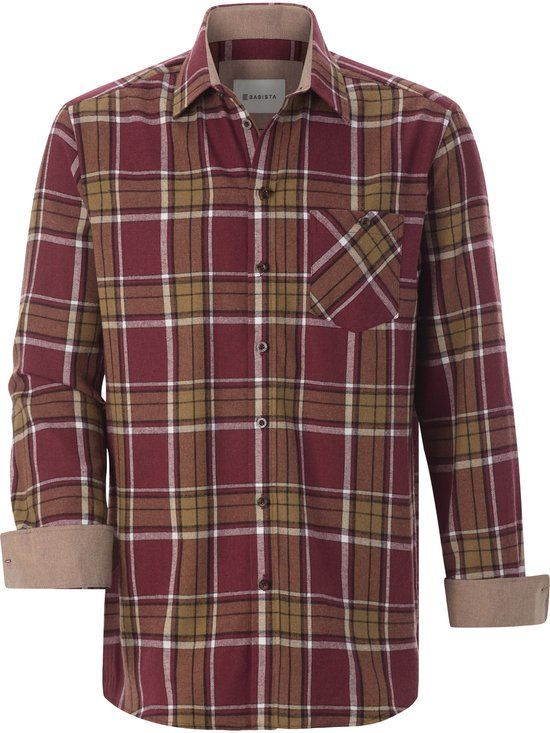 Babista heren overhemd - 45/46 - donkerrood - Plus Size
