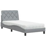 VidaXL Bed met matras stof lichtgrijs 80x200 cm
