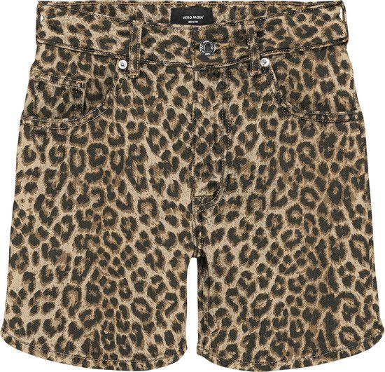 Vero Moda VMTESS MR DENIM AOP SHORTS NOOS - Silver Mink/leopard - XS