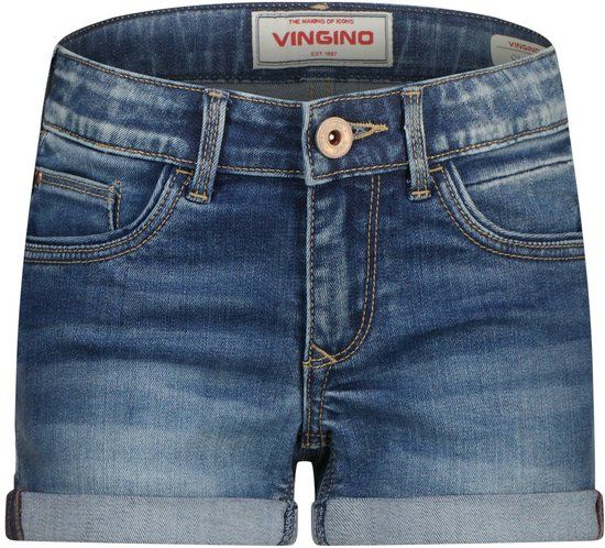 Vingino Damara icon Meisjes Korte broeken Katoen 72% Polyester 27% Elastaan 1% Maat 104 Mid Blue Wash