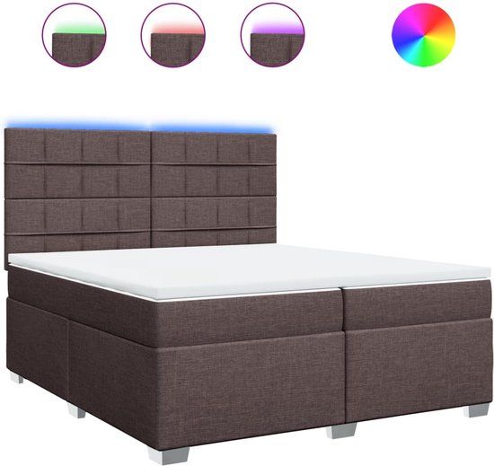 vidaXL Boxspring Bed met Matras - Stof - Donkerbruin - 200x200 cm