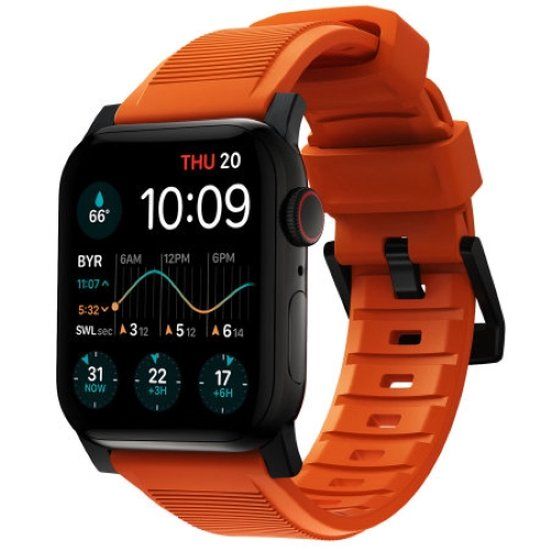 Nomad Rugged Band - Apple Watch 45/49mm - Black/Orange