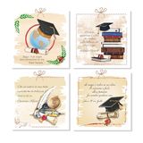 Mareli Set van 4 vierkanten, 10 x 10 cm, met magneet om op te hangen aan de muur en op metalen oppervlakken, ideaal als gastgeschenk, afstudeerfeest of cadeau voor afstuderen