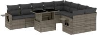 vidaXL 10-delige dining loungeset met kussens, polyrattan, grijs