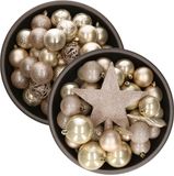 Bellatio Decorations Shoppartners Bv 70x stuks kunststof kerstballen met ster piek parel/champagne mix 5, 6 en 8 cm