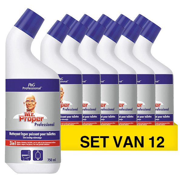 Mr. Proper Professional 3-in-1 Badkamer en Toiletreiniger (12 flessen - 750 ml) - Aanrecht