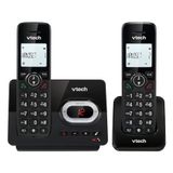 VTech CS2051 Draadloze telefoon met antwoordapparaat en 2 handsets, ECO+ modus, seniorentelefoon, vaste telefoon, oproepblokkering, handsfree-functie, grote toetsen, 1-lijnweergave, zwart