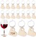 TRANKIELO® - 50 hangers pour verres à vin en bois - marqueurs de boissons en forme de cœur - décorations de fête pour dégustations