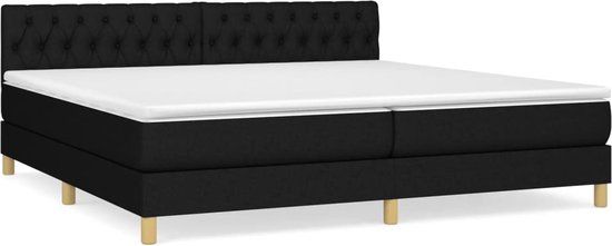 vidaXL Boxspring met matras stof zwart 200x200 cm
