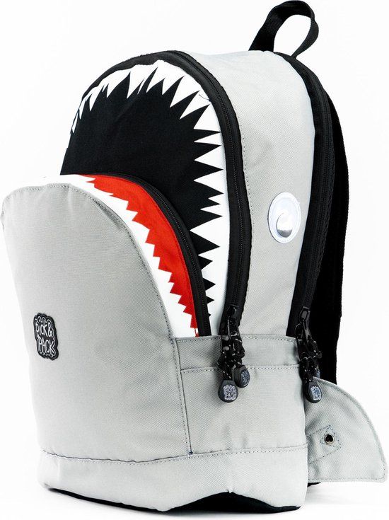 Pick & Pack Shark Shape Backpack M - Grey - 10L - 13 inch Laptop Compartment