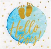 Boland - Set 20 papieren servetten 'Hello boy!' - Blauw
