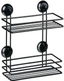 Bath & Shower Badkamerrek met Zuignappen - Opbergrek voor Douche - Badkamermeubel met 2 Planken - Opbergrek Badkamer van Metaal - Zwart