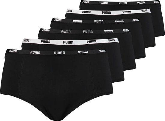 Puma 6-Pack Dames Mini Boxershorts - Zwart - Maat M