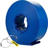 VEVOR Afvoerslang 76mmx32m Platte PVC-slang Zware Terugspoelafvoerslang met Klemmen Weerbestendig en Barstbestendig Ideaal voor Zwembad en Wateroverdracht Blauw