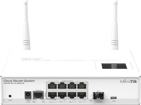 MikroTik CRS109-8G-1S-2HnD-IN - Desktop Switch - 8x Gigabit Ethernet - 1x SFP - PoE - Layer 3 - Managed
