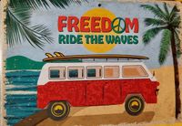 Planty Gifts Metalen Wandbord - Freedom Ride the Waves - Volkswagenbus T1