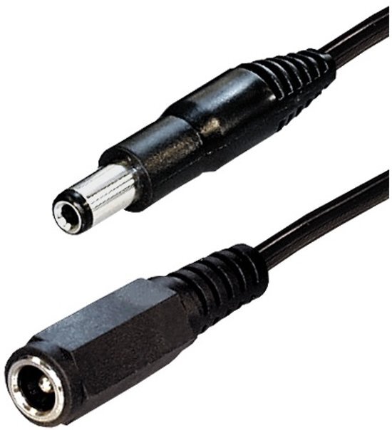 transmedia Verlengkabel met DC (m) connector - 2,1 x 5,5 mm - 12V / 0,5A - 5 meter