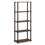 Furinno Besi 5-Tier Industrieel Multipurpose Plank Display Rack met Metalen Frame, Brede, Walnut Cove