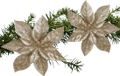 House of Seasons Kerstboom bloemen op clip - 6 stuks - champagne