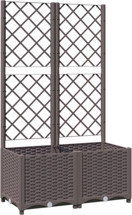 vidaXL Plantenbak met latwerk 80x40x136 cm polypropeen bruin