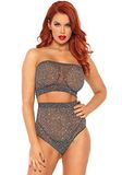 Leg Avenue Lurex Bandeau Top & hohe Taille Panty, Einheitsgröße (Schwarz, Silber)