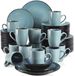 Happiq Gilded Serviesset – Vert – 48 pièces – 12 personnes – Céramique – Assiettes de dîner – Assiettes de petit déjeuner
