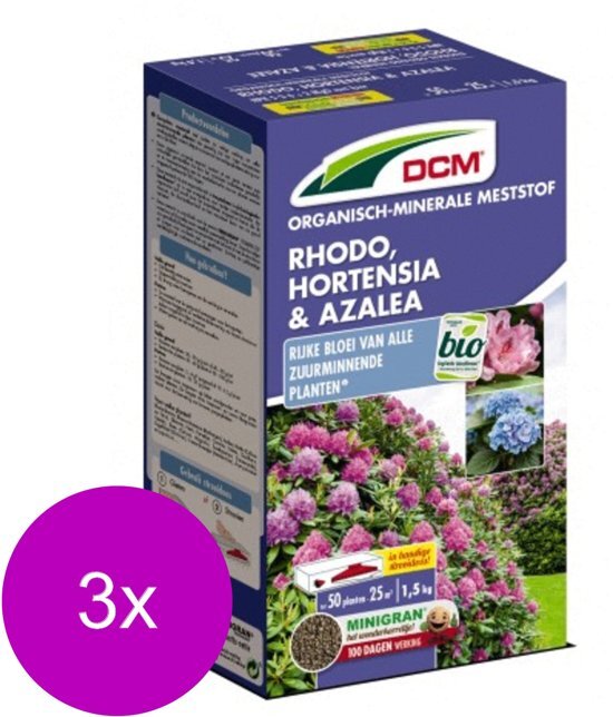 DCM Meststof Rhodendron Hortenzia & Azalia - Siertuinmeststoffen - 3 x 1.5 kg