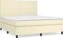 vidaXL Boxspringbed met matras, kunstleer, crèmekleurig, 160x200 cm