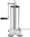 Rembourreuse de saucisses 3 litres - Machine à saucisses manuelle - 8 tuyaux de remplissage de 15–28 mm (plastique/acier inoxydable) - Commande manuelle - Acier inoxydable - Argent