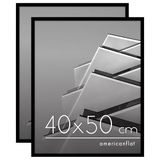 Americanflat 40x50 cm Fotolijst met Schokbestendig Glas - Set van 2 - Streamline Collectie - Dunne Rand Fotolijst voor Tafel en Muur - Ophangmateriaal en Ingebouwde Standaard - Zwart