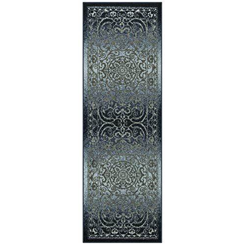 Maples Rugs Pelham Vintage Runner tapijt antislip gangtapijt [Made in USA], 2 x 6, marine/grijs - 0010892672650