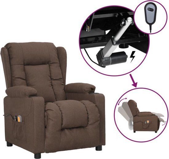 vidaXL Massagestoel Elektrisch Stof Taupe