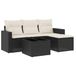 vidaXL 5-delige Loungeset met Kussens, Poly Rattan, Zwart
