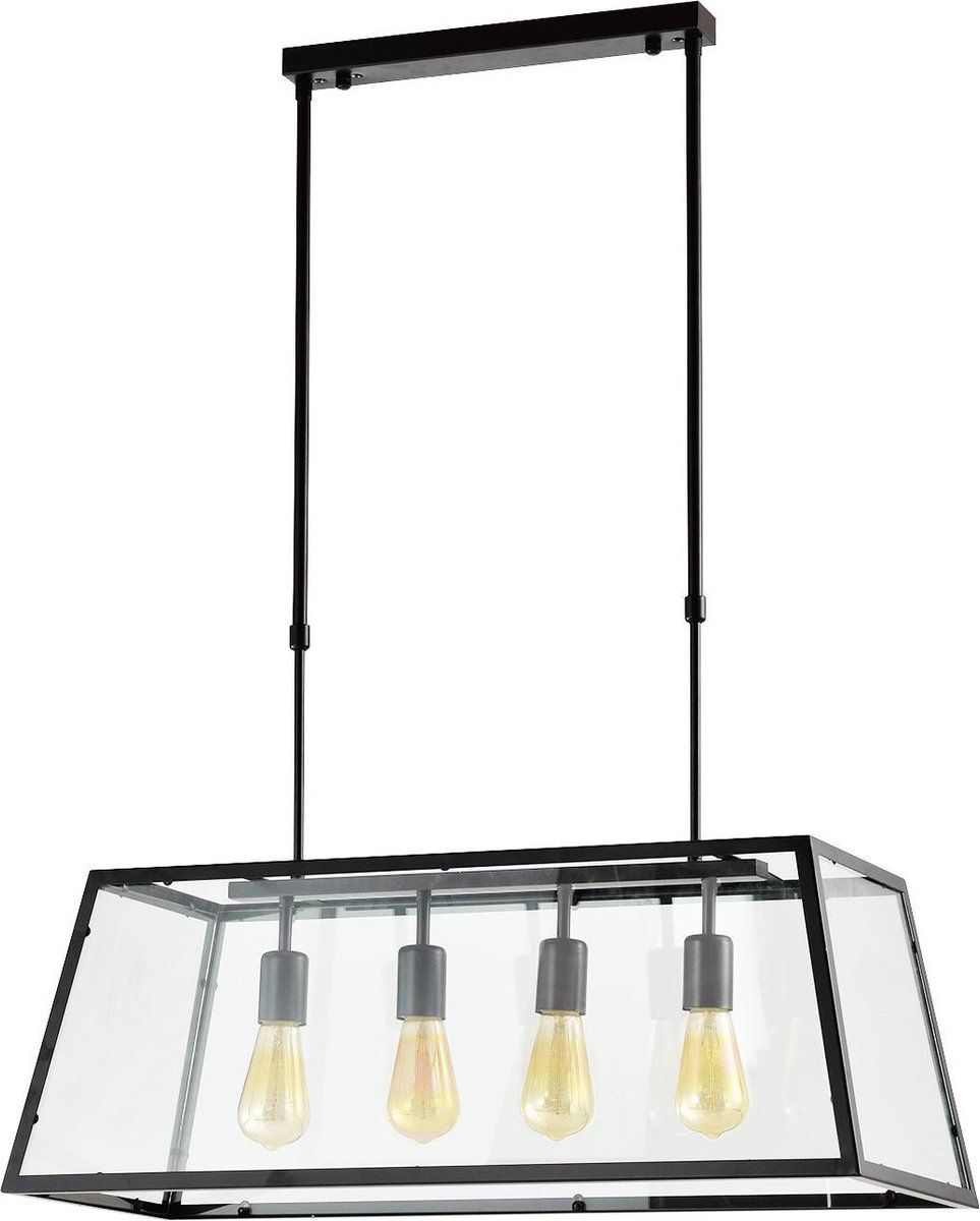 QUVIO Hanglamp modern - Zwart - 4 Lichtpunten - E27