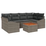 vidaXL Tuinbank Set 7-delig Grijs Polyrattan