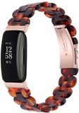 By Qubix Qubix - Compatible Fitbit bandje - Geschikt voor Fitbit Inspire 3 - Resin schakelbandje - Amber bruin