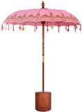 vidaXL Balinese Stokparasol met Basis Roze en Bruin Ø 180-190 cm