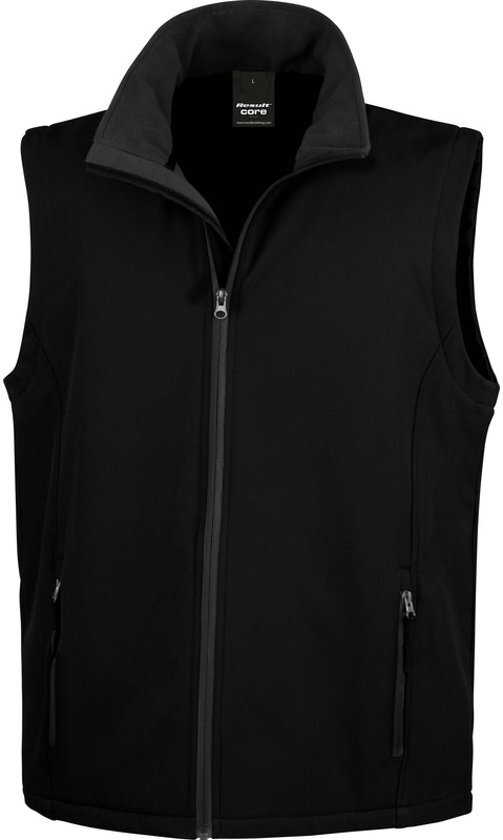 Result Softshell casual bodywarmer zwart voor heren - Outdoorkleding wandelen/zeilen - Mouwloze vesten L (40/52