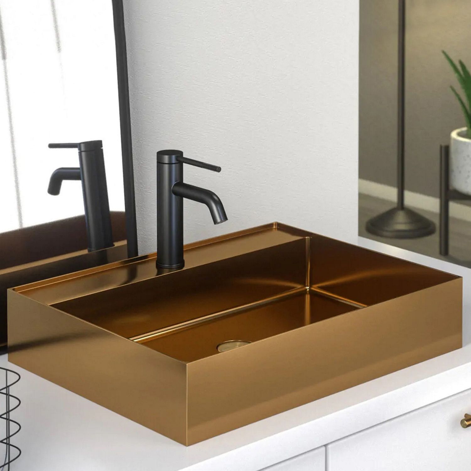 Boss & Wessing Waskom boss & wessing maido 1 kraangat 54x42 cm mat rose goud