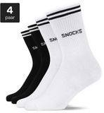 SNOCKS Hoge Sportsokken met Strepen - Unisex - Biologisch Katoen - Maat 35-38 - 4 Paar - Zwart/Wit