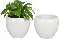 Floran Bloempot Rian - 2x - mat wit - keramiek - 27 x 24 cm